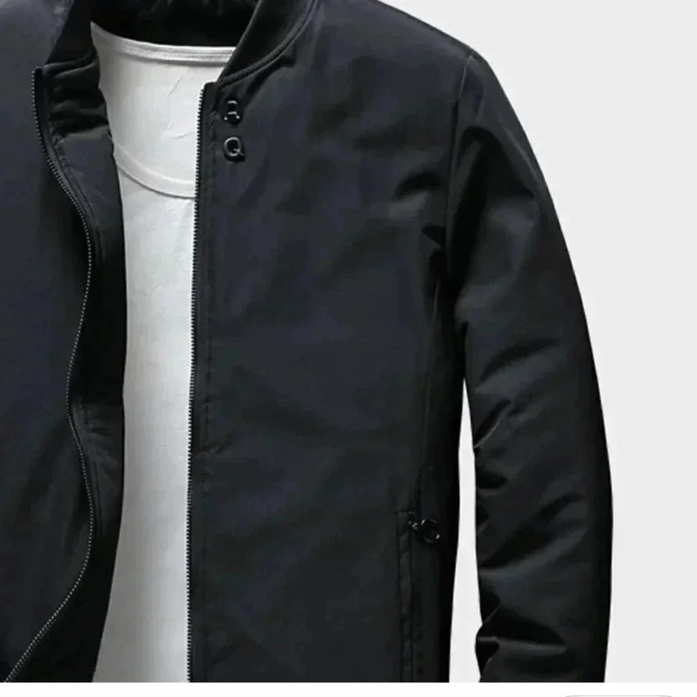 Black Casual Men Letter Graphic Zip Up Bomber Jacket